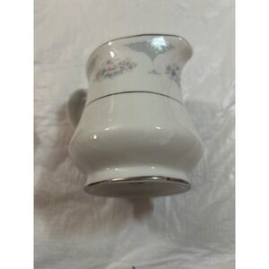 Fine China Creamer Pitcher Floral Design Silver Rim Made in China